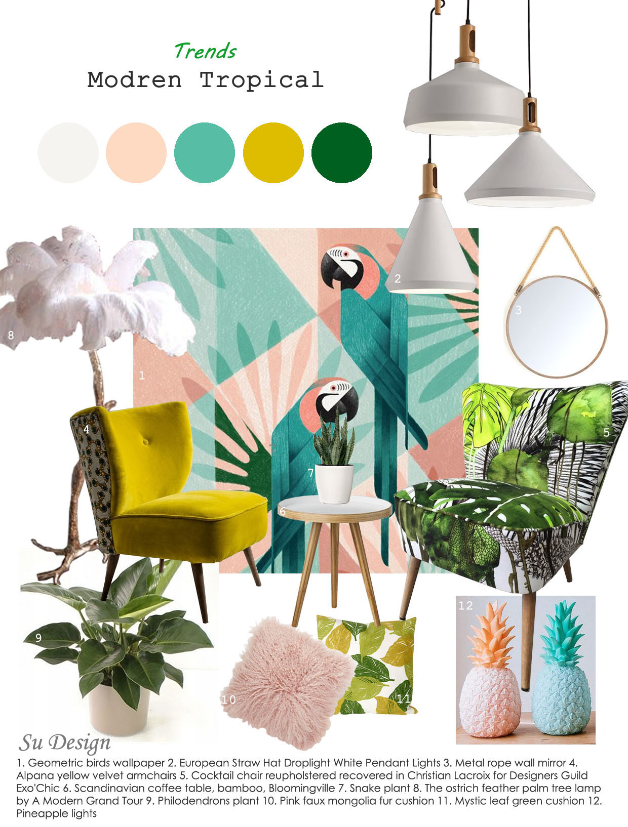 mood board - modern tropical